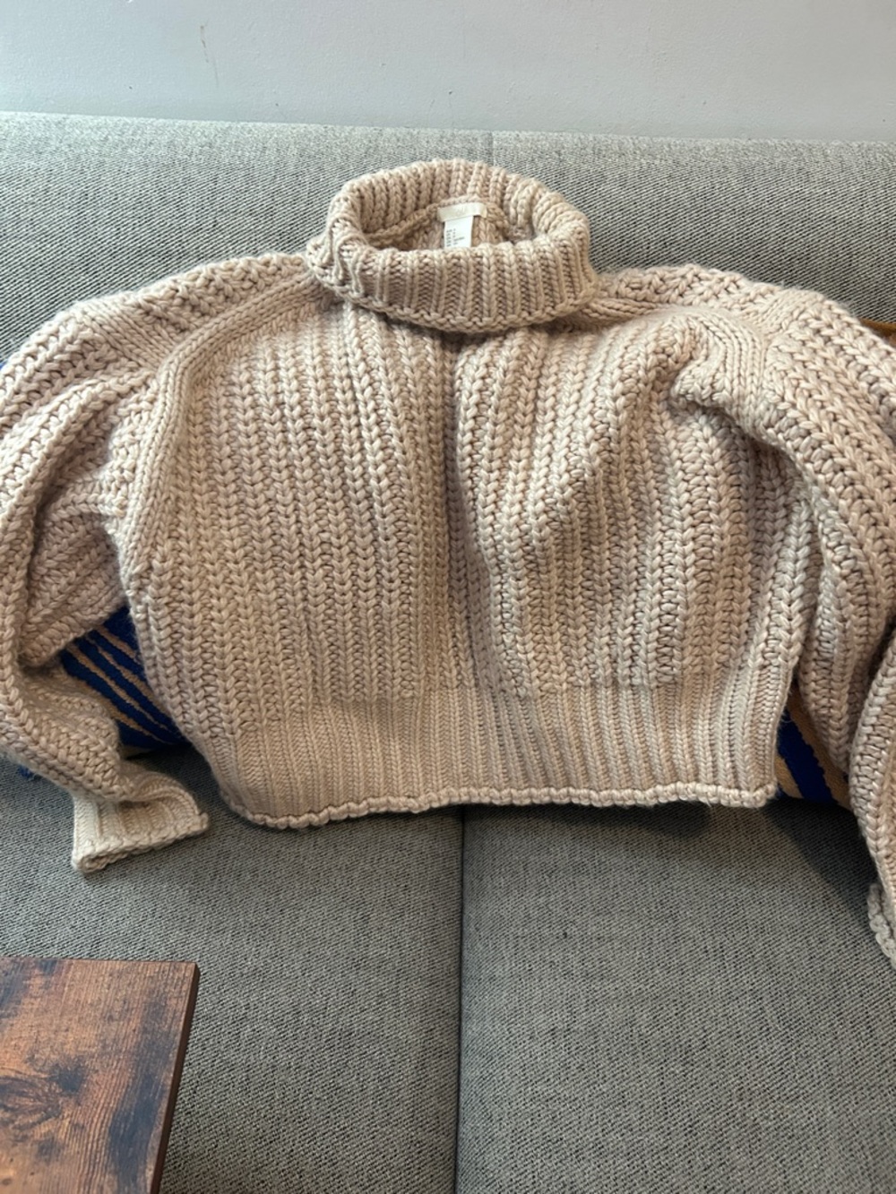 H&M Chunky Roll-Neck Sweater - Cream size Small